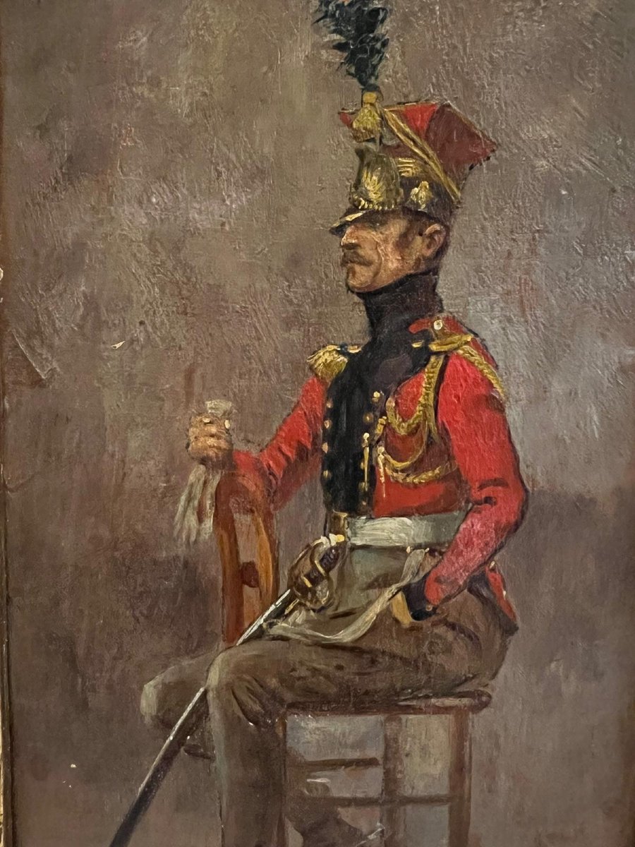 Painting Signed Desvarreux Raymond 1876-1961, Soldier. -photo-2