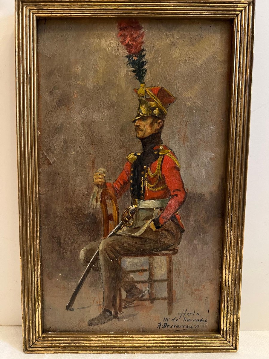 Painting Signed Desvarreux Raymond 1876-1961, Soldier. 