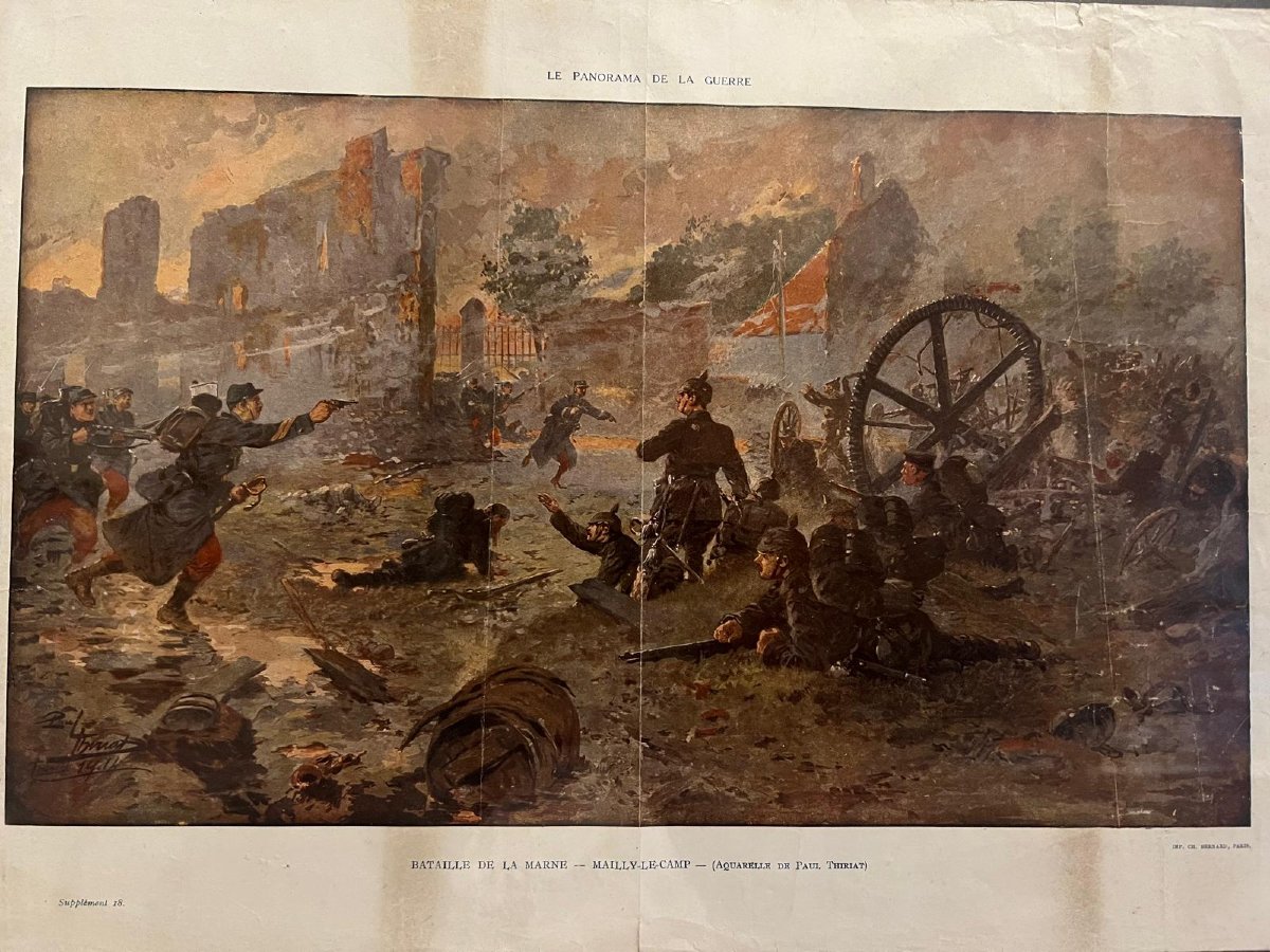 Tableau Ayant fait la couverture de la Revue, Le Panorama de la Guerre, Bataille de la Marne. -photo-4