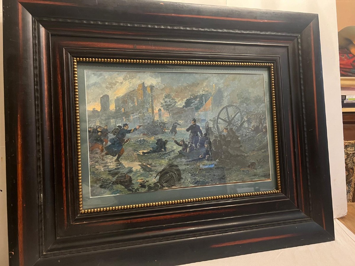 Tableau Ayant fait la couverture de la Revue, Le Panorama de la Guerre, Bataille de la Marne. 