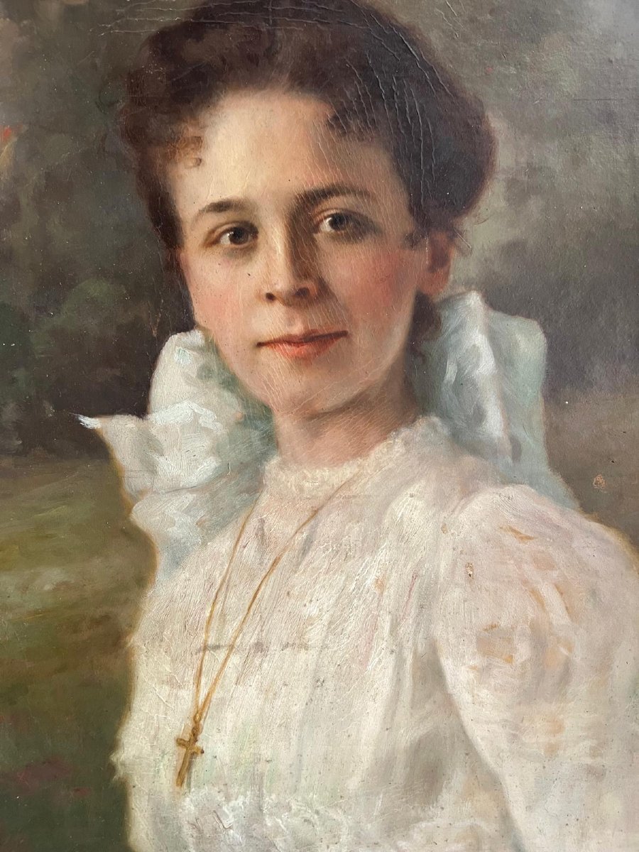 Painting Portrait Of A Young Girl Signed Paul Albert Laurens 1911.-photo-2