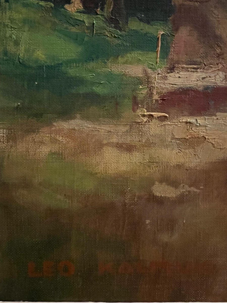 Landscape Painting With Animated Little House Signed, Léo Kalmuus 31.-photo-4