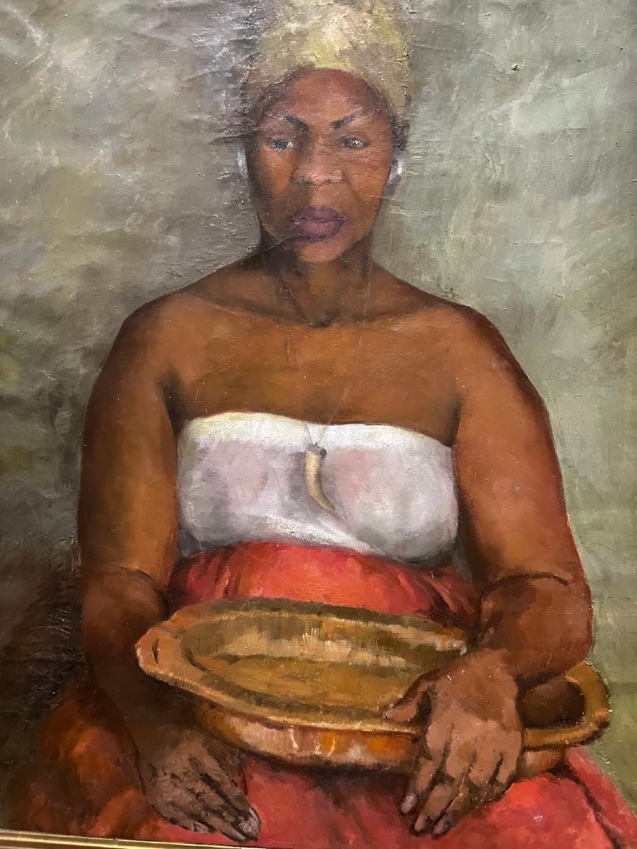 Painting Of A Martinican Woman Oil On Canvas. -photo-2