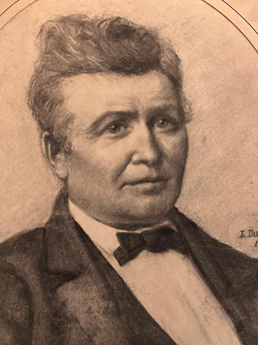 Tableau Portrai d'homme Signé,  L.   Durand  1890,  Fusain sur papier. -photo-3