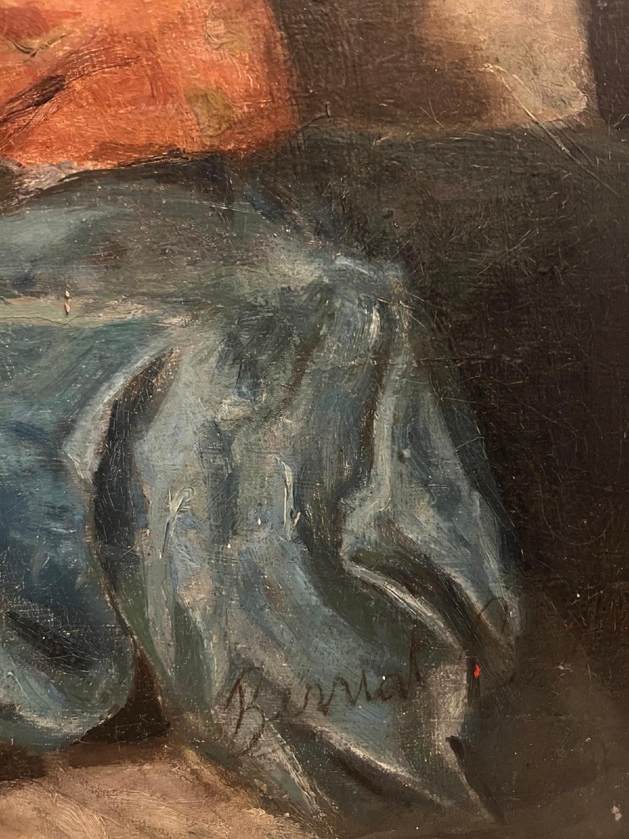 Tableau  femme  à demi  Nu,  Signé  Berria Blanc , Huile sur toile. -photo-3