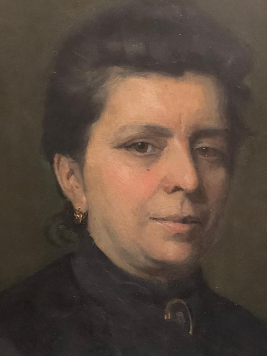 Tableau Portrai de Femme,Clotilde Peutat épouse de DruetSigné 1893, Jules Guillemin, né 1866-photo-2