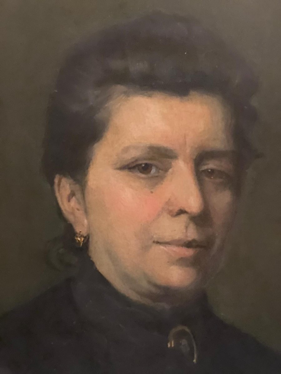 Tableau Portrai de Femme,Clotilde Peutat épouse de DruetSigné 1893, Jules Guillemin, né 1866-photo-3