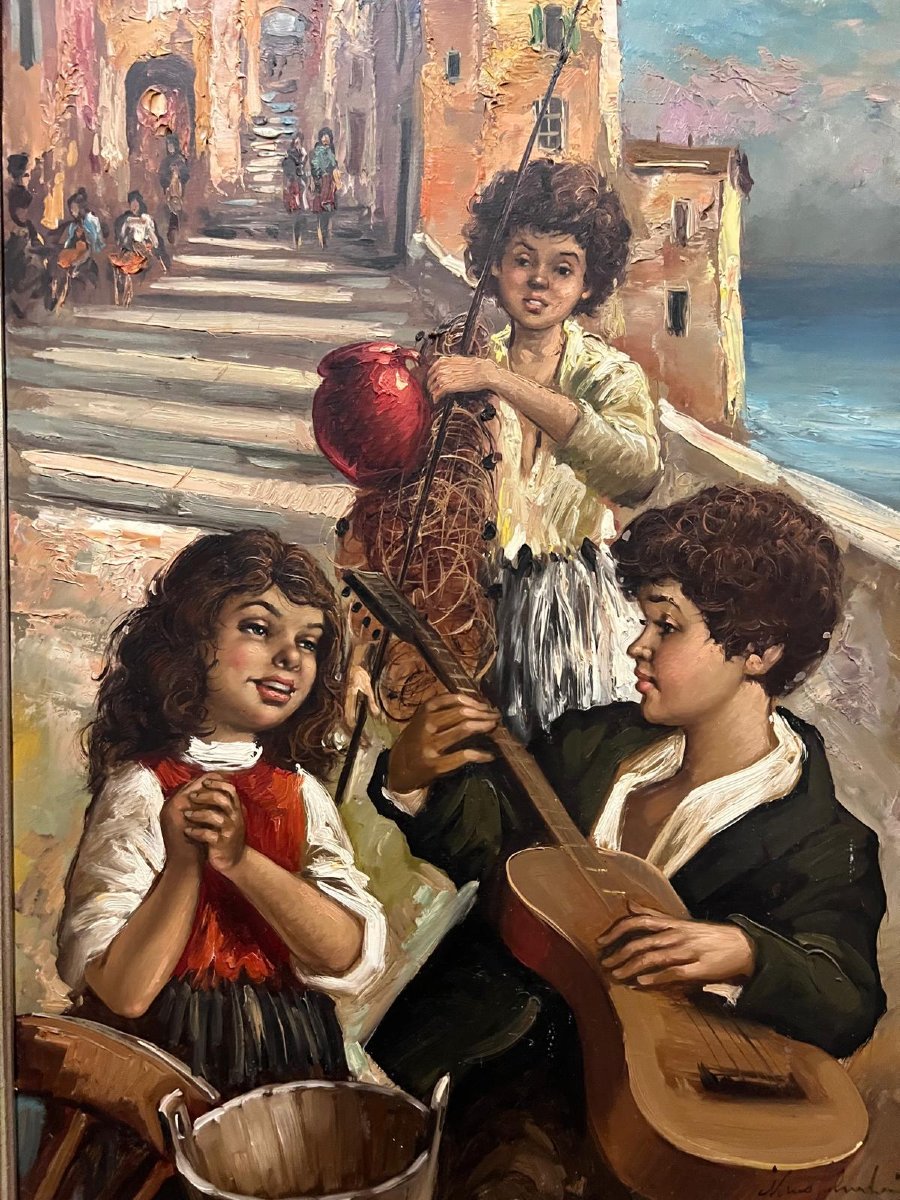 Italian Painting, Joy Of Children, Signed, Nimo Salvadori, 1918-photo-1
