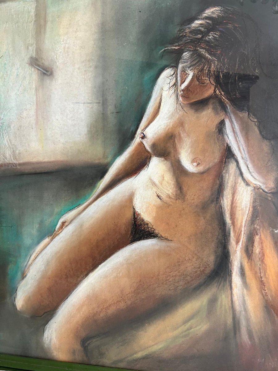 Painting Of A Nude Woman Pastel Signed Monique Blanchet Zeller.-photo-2