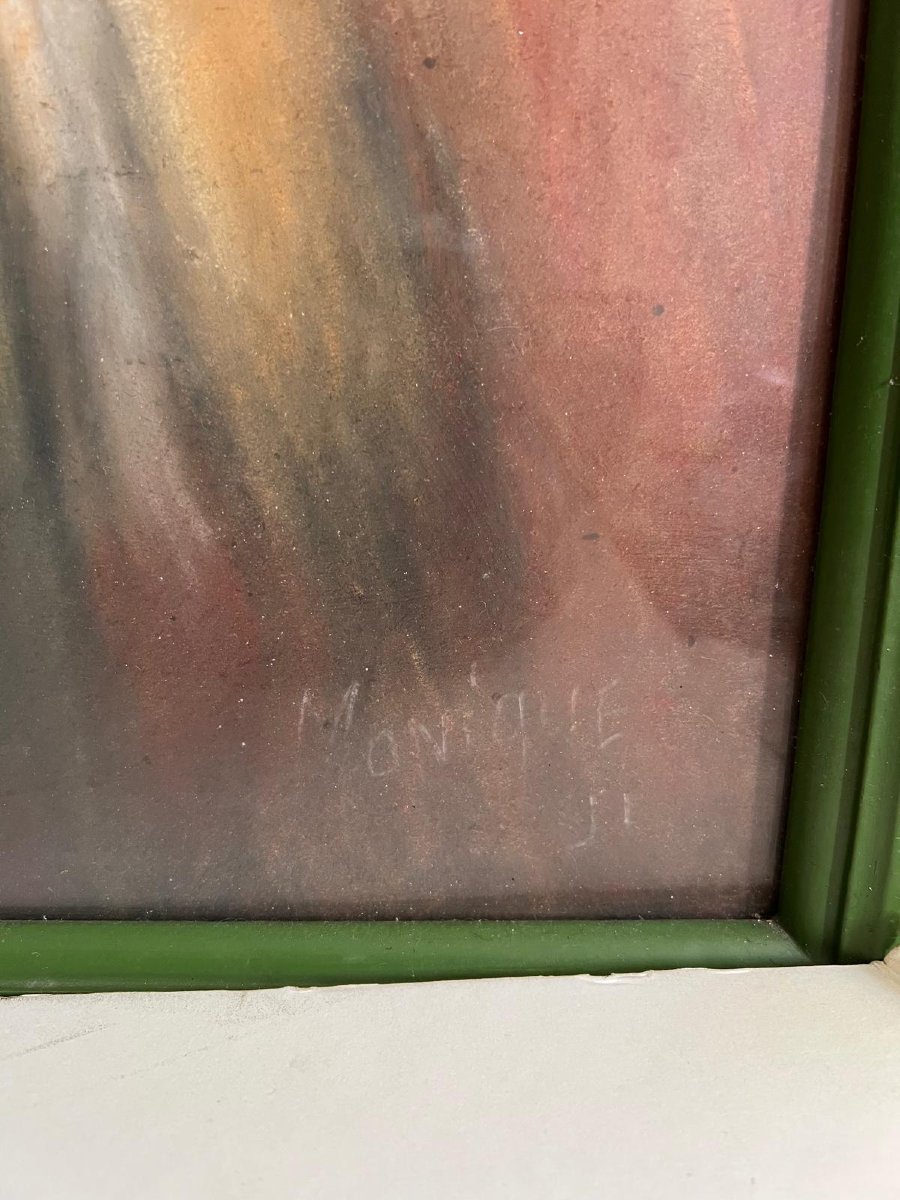 Painting Of A Nude Woman Pastel Signed Monique Blanchet Zeller.-photo-4
