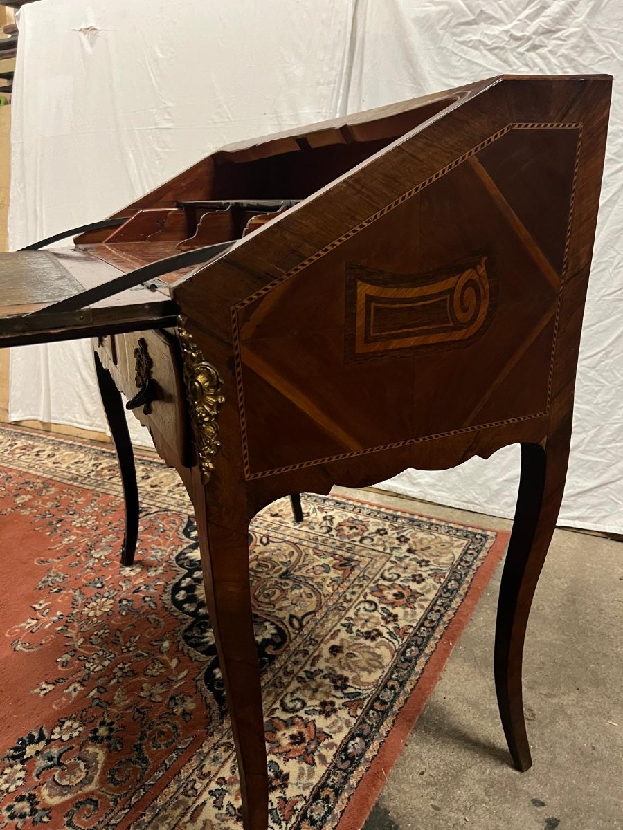 19th Century Marquetry Secretary Secret Drawer, Hand Delivered. -photo-2