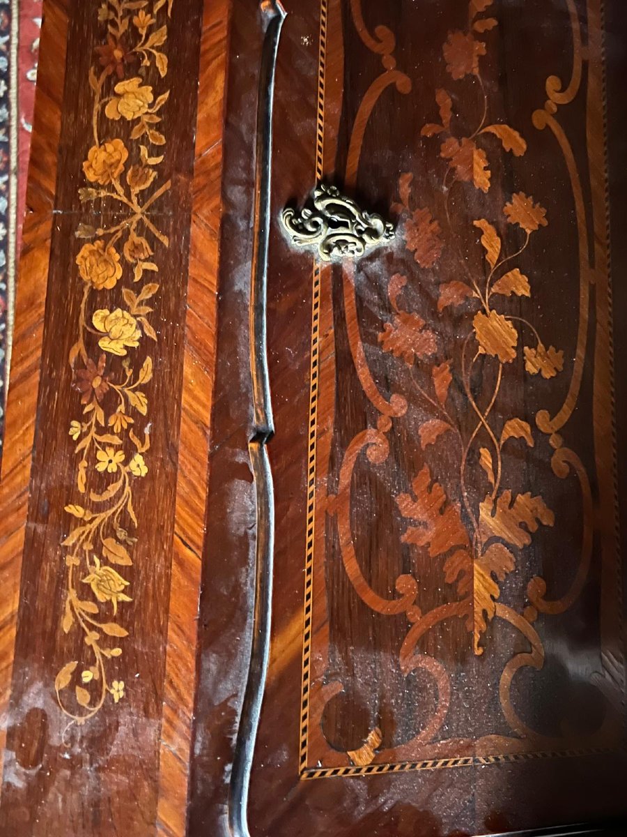 19th Century Marquetry Secretary Secret Drawer, Hand Delivered. -photo-3