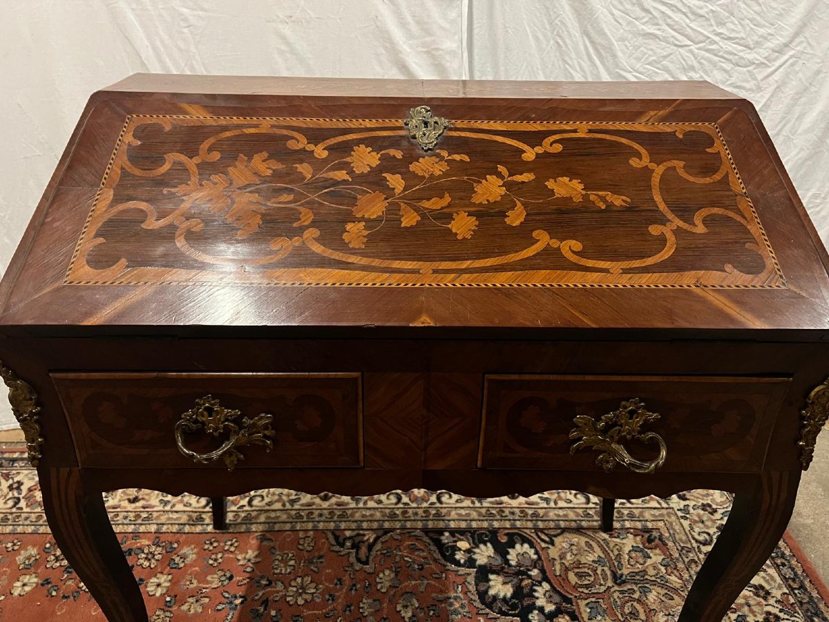 19th Century Marquetry Secretary Secret Drawer, Hand Delivered. -photo-1