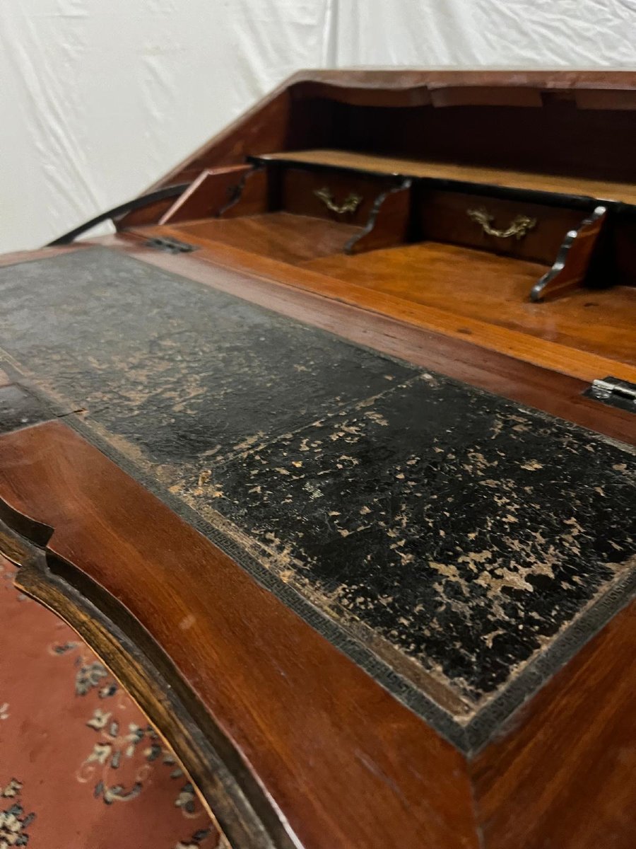 19th Century Marquetry Secretary Secret Drawer, Hand Delivered. -photo-7