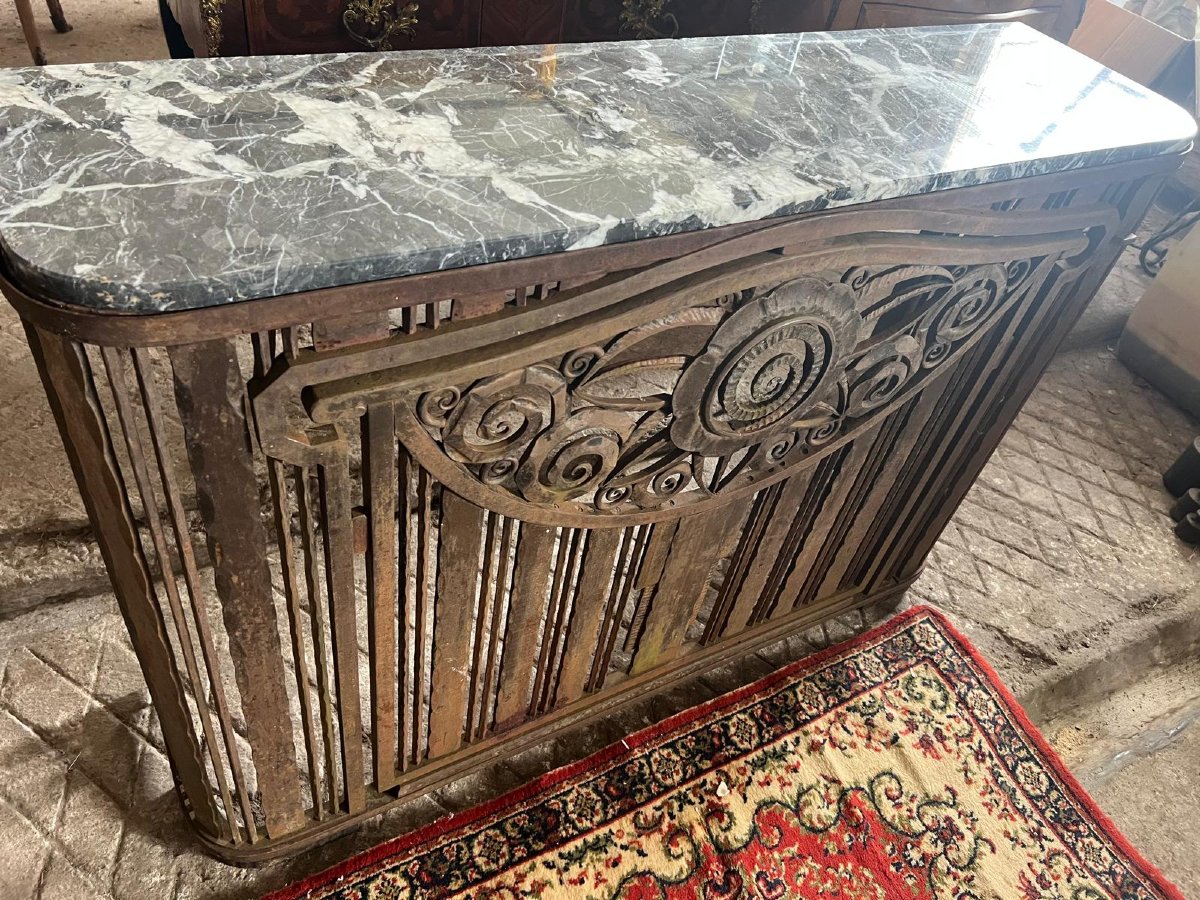Jules Cayette Console Style, Art Deco Wrought Iron. -photo-1