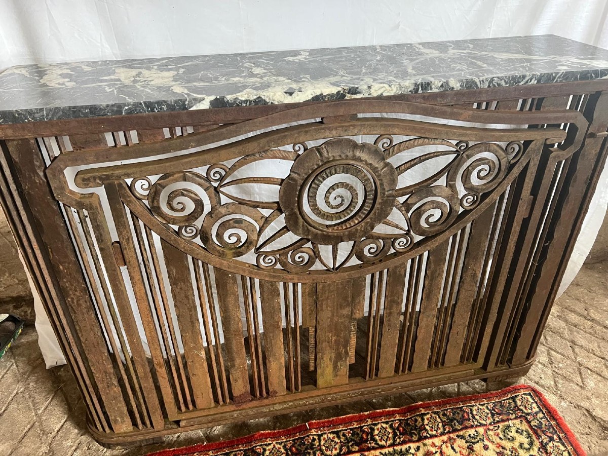 Jules Cayette Console Style, Art Deco Wrought Iron. 