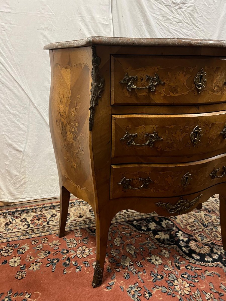 19th Century Marquetry Chest Of Drawers, Small Restoration, Hand-delivered. -photo-3