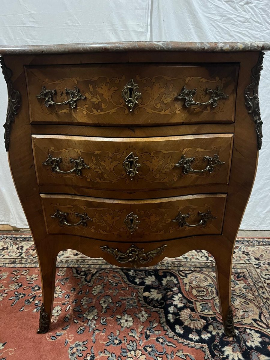 19th Century Marquetry Chest Of Drawers, Small Restoration, Hand-delivered. -photo-1