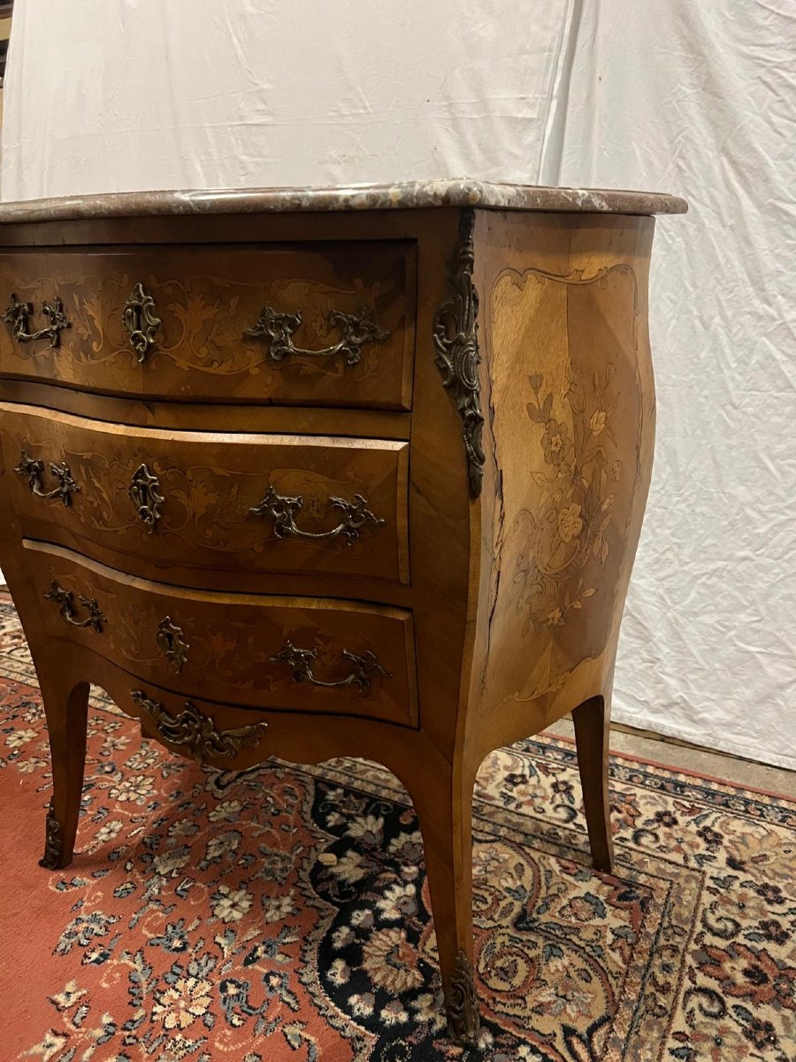 19th Century Marquetry Chest Of Drawers, Small Restoration, Hand-delivered. -photo-3