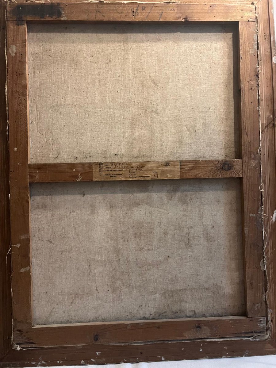 Tableau Paysage Signé Jeanne Klepper XX ème née à Troyes  étiquette D'exposition  au  verso. -photo-6