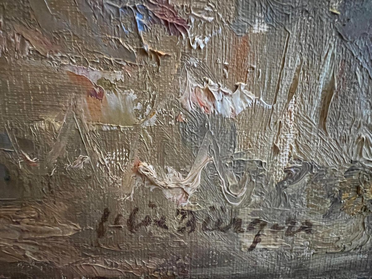 Tableau vase fleurie.  Signé  Félix  Bürgers  1870-1934, École Allemande. -photo-4