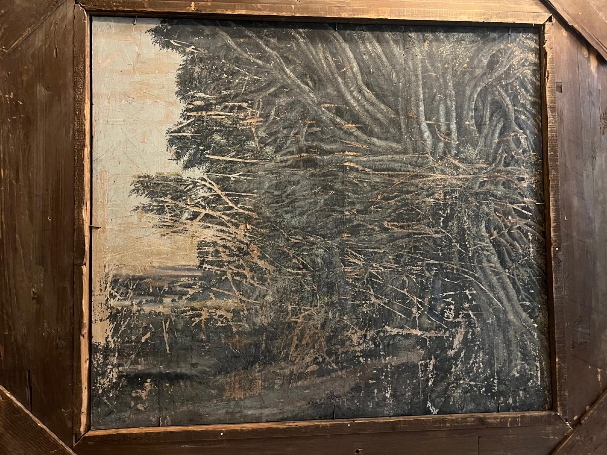 Tableau  19ème  Chasse  à l'ours  Signé  Peraté -photo-7