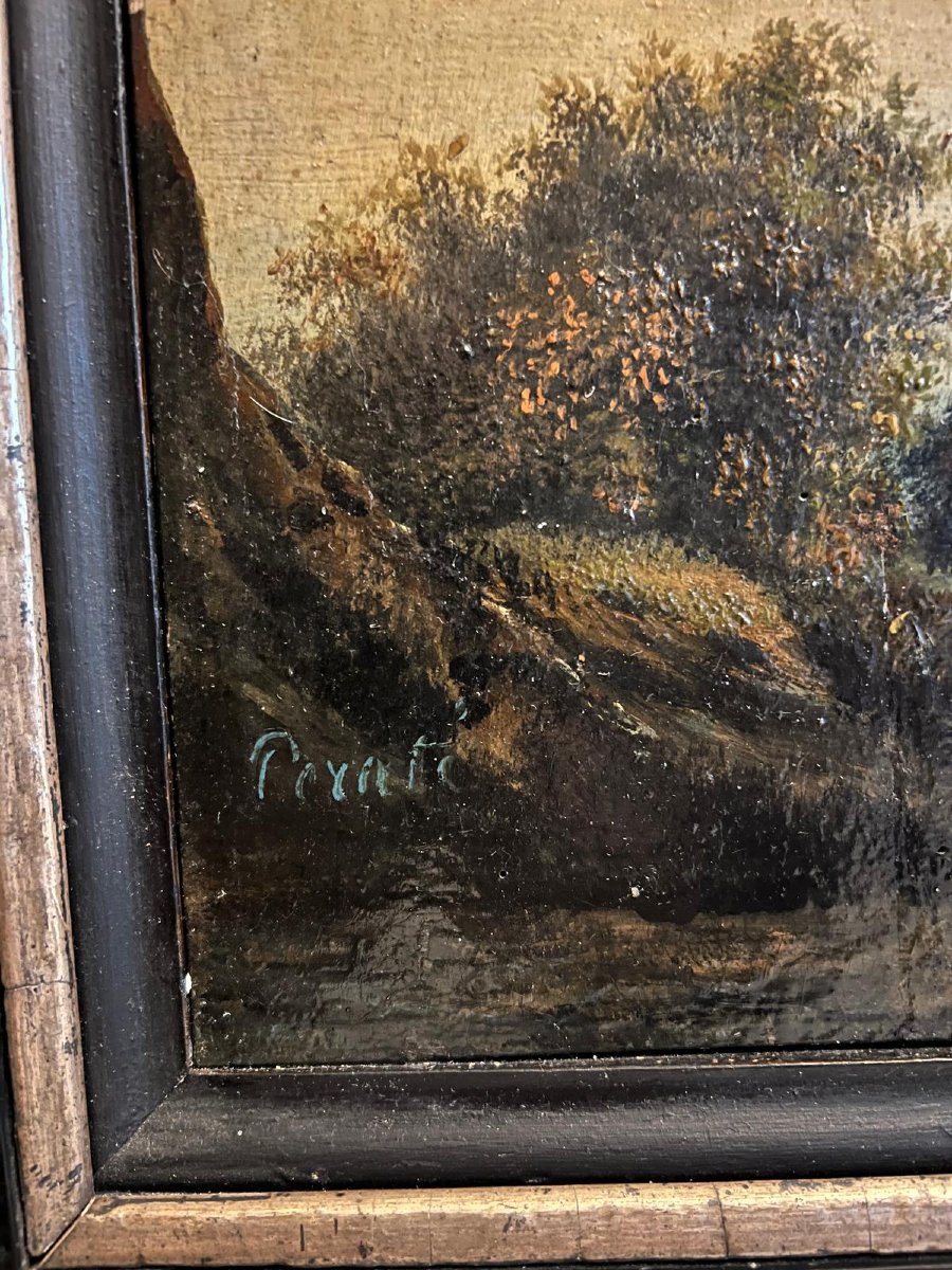 19th Century Landscape Painting Signed Peraté  -photo-3