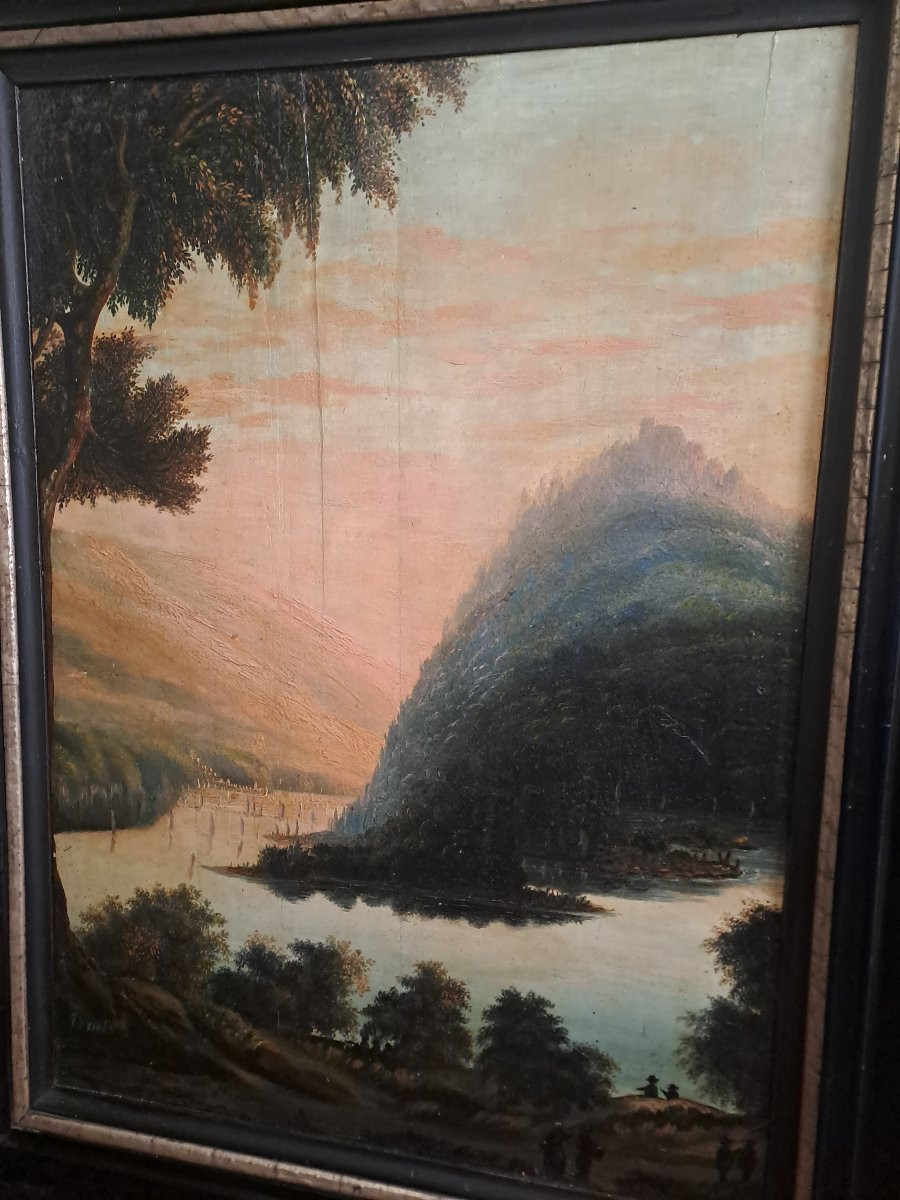 19th Century Landscape Painting Signed Peraté  -photo-5