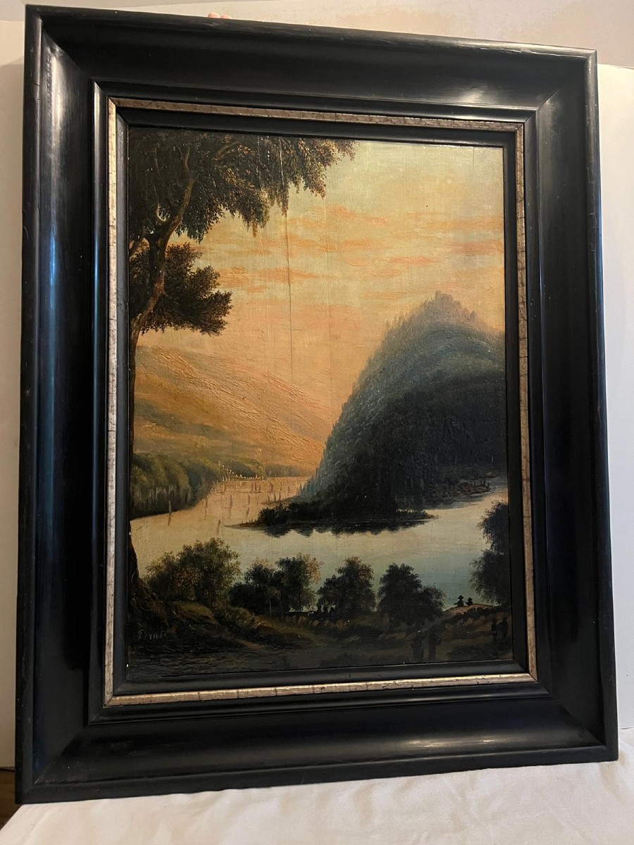19th Century Landscape Painting Signed Peraté  