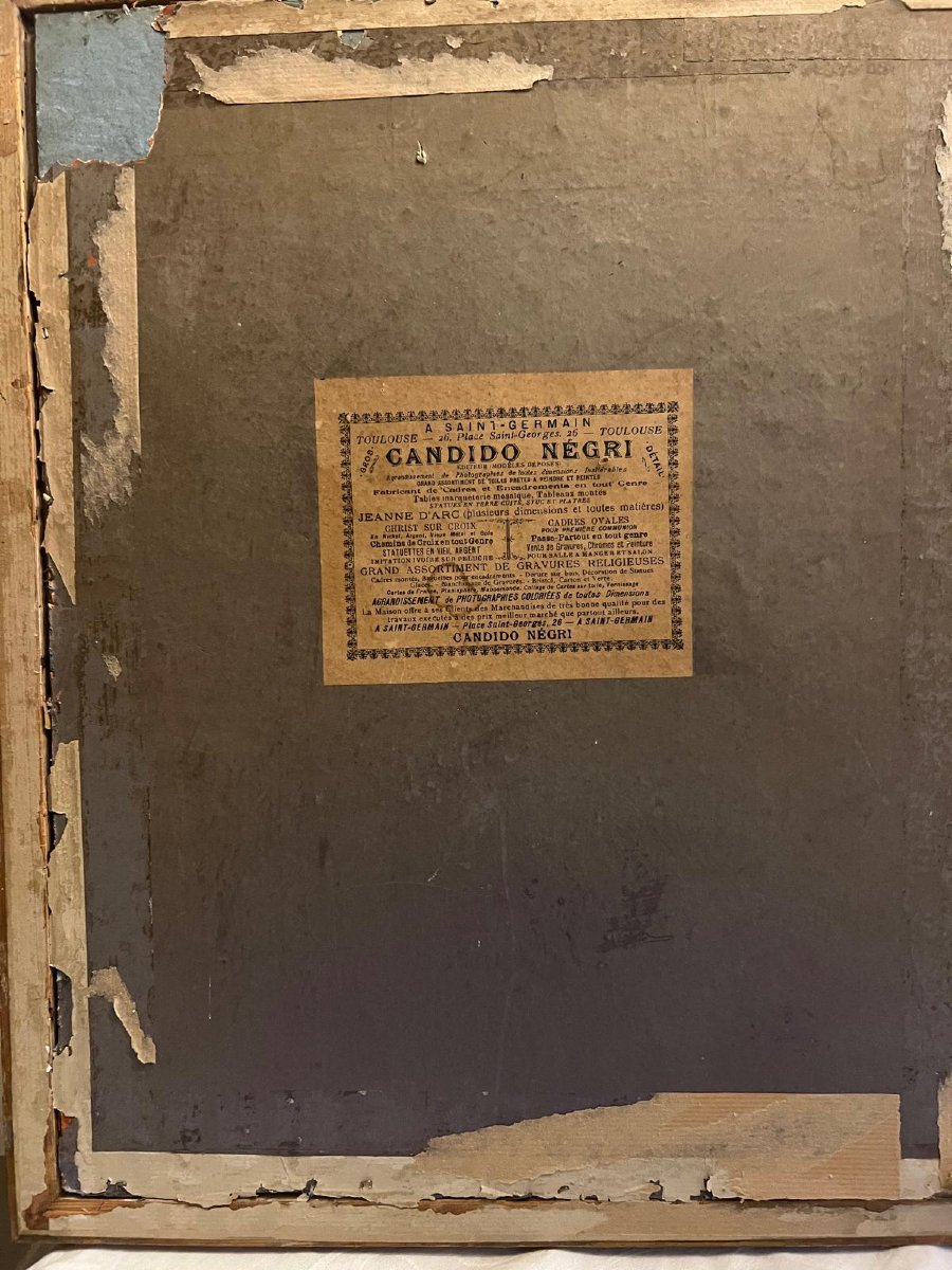 Tableau 18 ème  Portrai de jeune fille Pastel sur Carton -photo-4