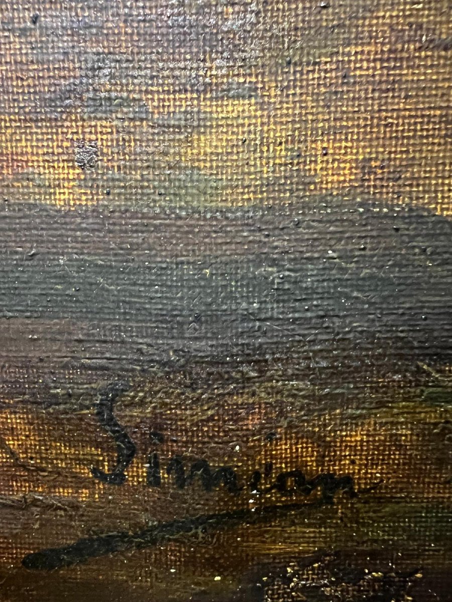 Painting Sheepfold Hens And Sheep Signed Simion, Beautiful Frame.dre, Beautiful Frame. -photo-4