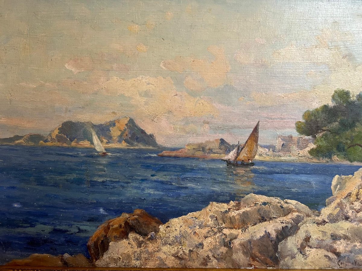 Seascape Painting, Rest Of Signature, Lower Right  -photo-2