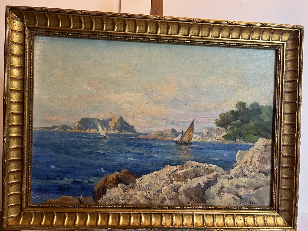 Seascape Painting, Rest Of Signature, Lower Right  -photo-4