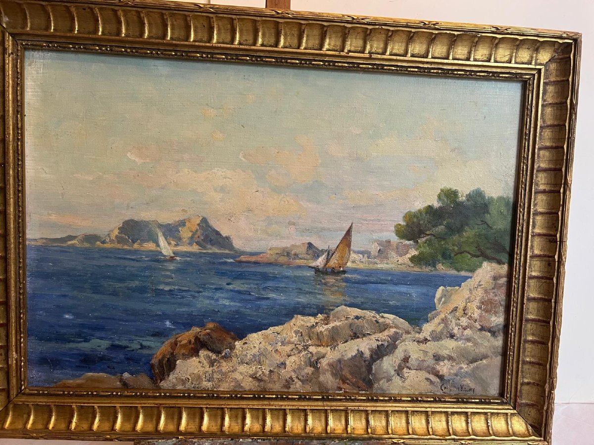 Seascape Painting, Rest Of Signature, Lower Right  -photo-3