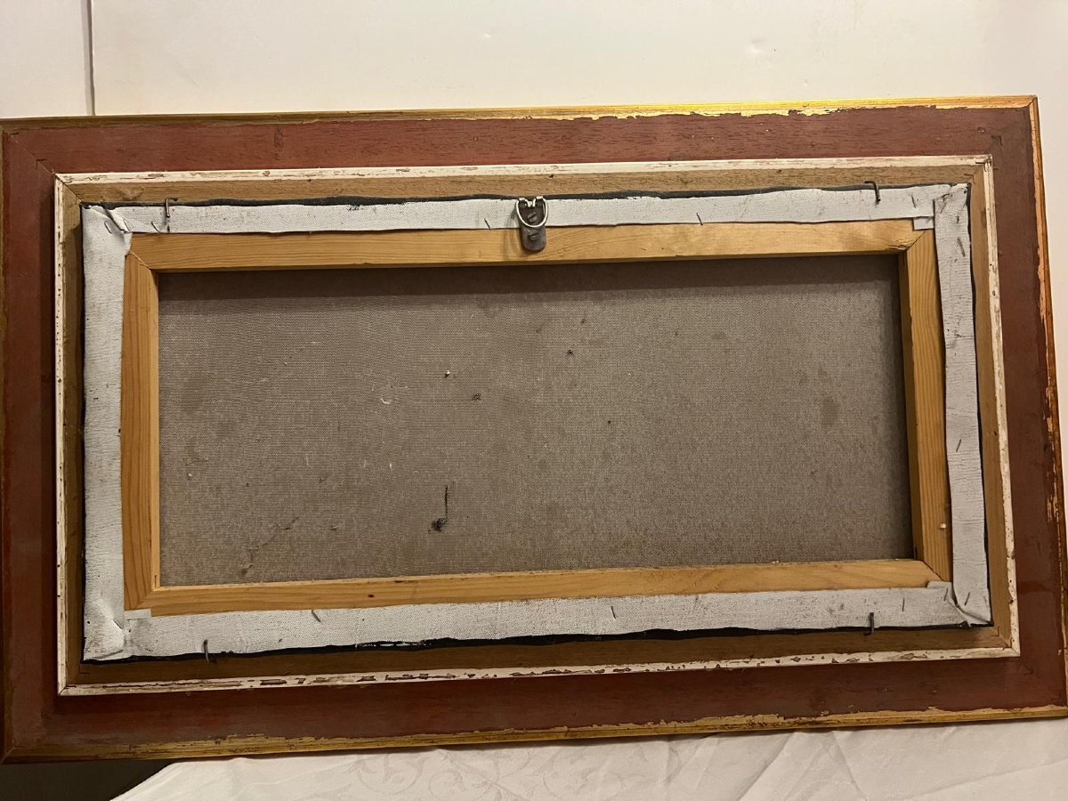 Tableau Mère et enfants à la Plage Signé Françis Cristaux  née 1956.-photo-5