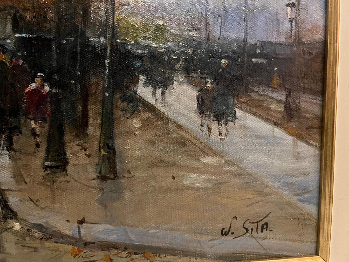 Animated Arc De Triomphe Painting Signed Walter Sita.-photo-4