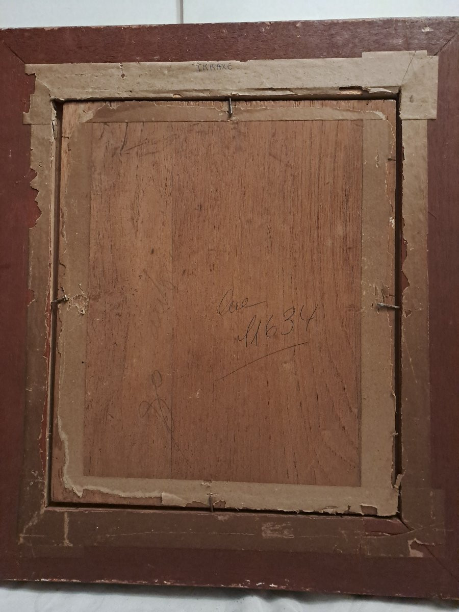 Rare 17th Century Painting Of Saint With Several Children. Oil On Canvas Mounted On Wood. -photo-5