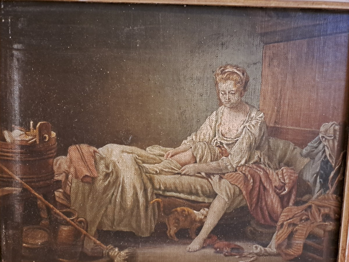 Painting: Young Woman Undressing For The Night. 