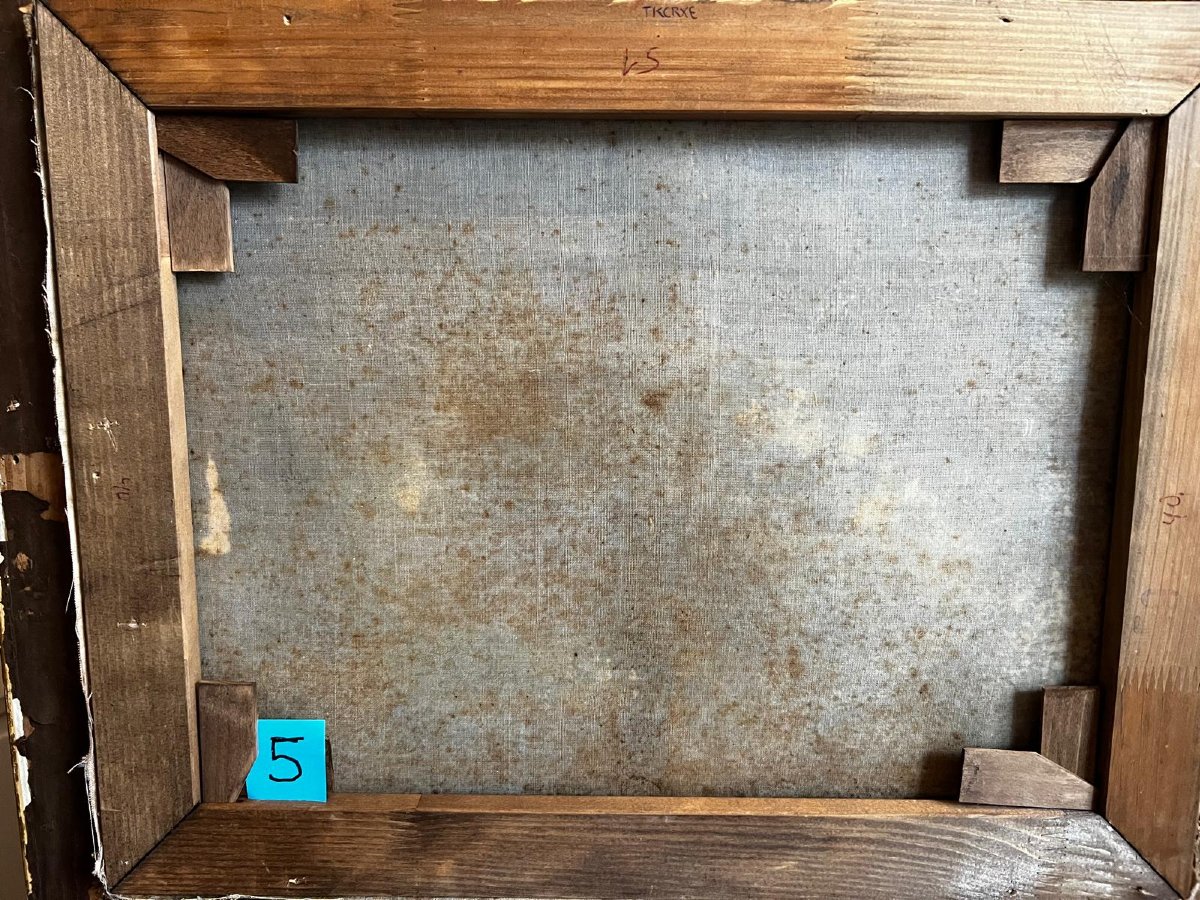 Tableau  très joli  Paysage  Lacuste avec  Pêcheurs. -photo-4