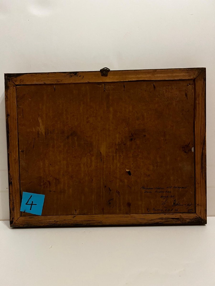 Painting Of A Rider Over Obstacles, German School, Gift From The Painter, Dedication Pouxeux 1946.-photo-3