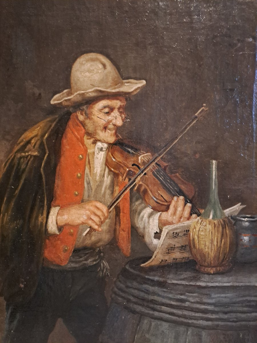 Tableau  Italien  le  Violoniste Signé Busciolano Vincenzo 1851 -1926.-photo-1