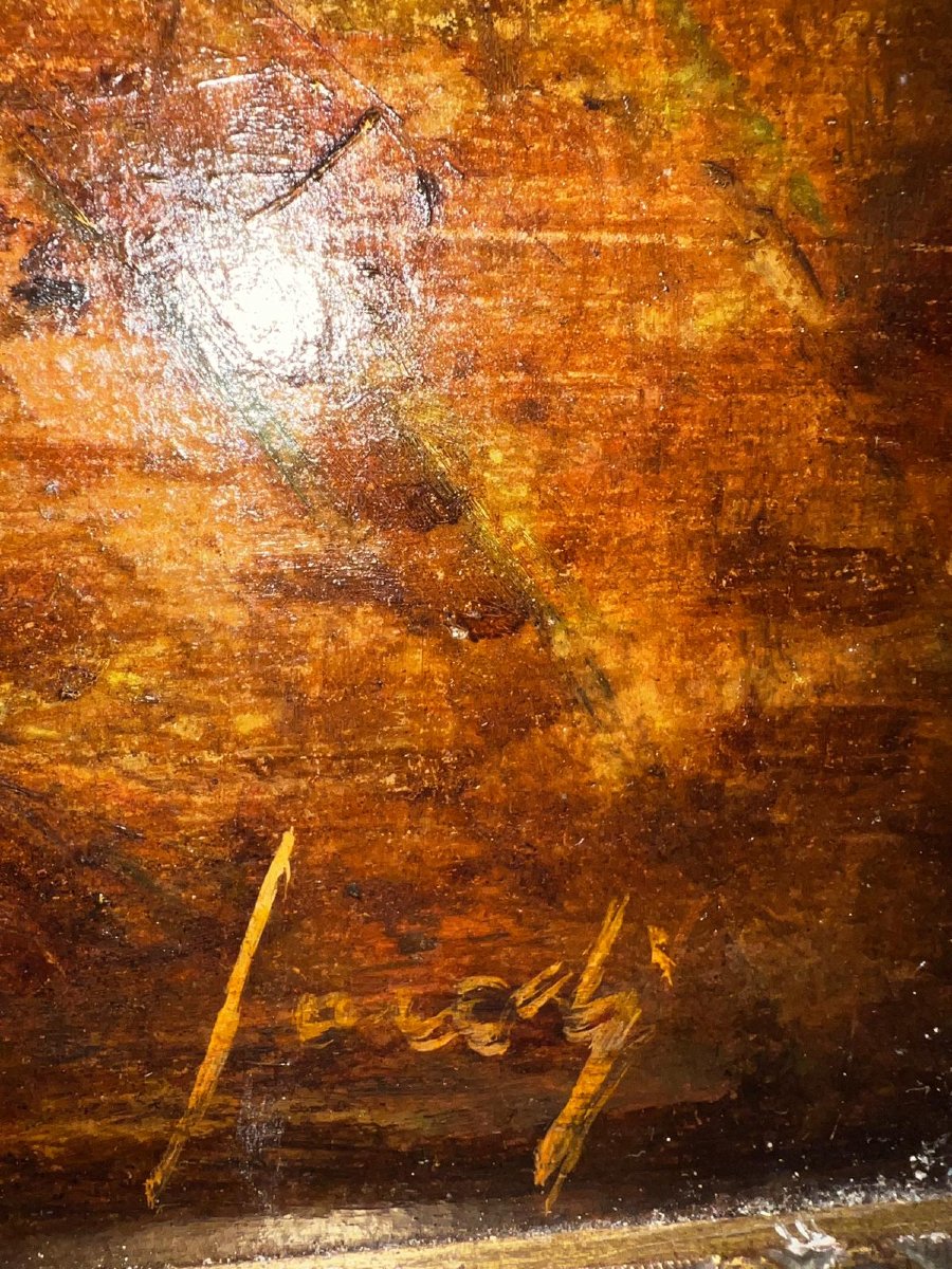 Tableau ville  mouvement  École  Russe ,Signé illisible Huile sur bois. -photo-4