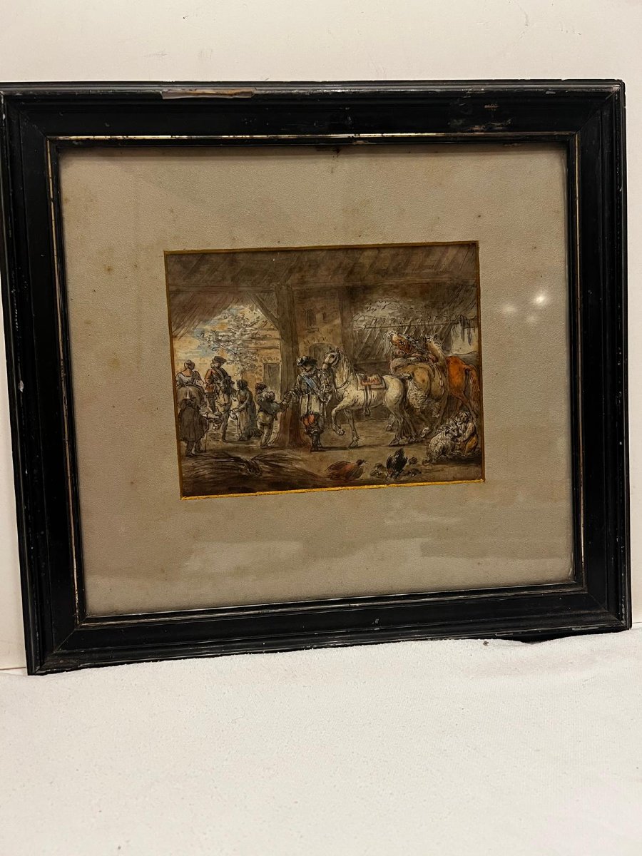 Tableau le Retour des Cavalier dessin aquarelle. -photo-2