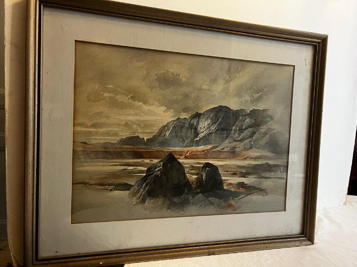 Tableau Mer de glace en Finlande aujourd'hui Russe aquarelle  dédicacé par le Peintre. -photo-2