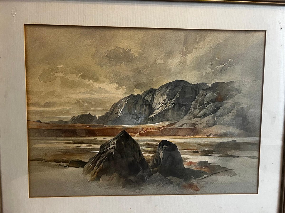 Tableau Mer de glace en Finlande aujourd'hui Russe aquarelle  dédicacé par le Peintre. -photo-1