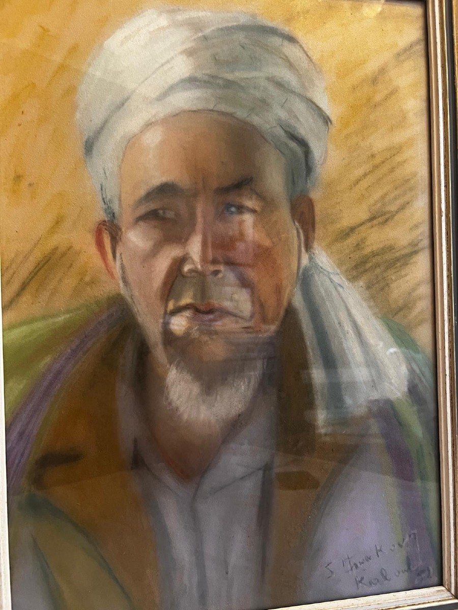 Tableau  Portrait  d'homme avec  Turban,  Signé et  Situé et  Daté Illisible. 