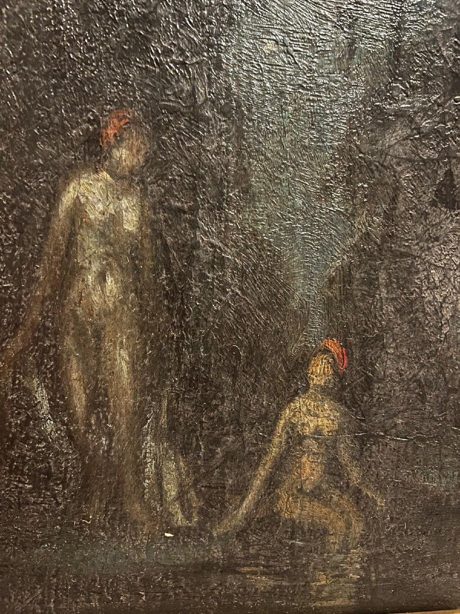 Tableau le Bain de Minuit, Belle qualité , Huile sur toile. -photo-4