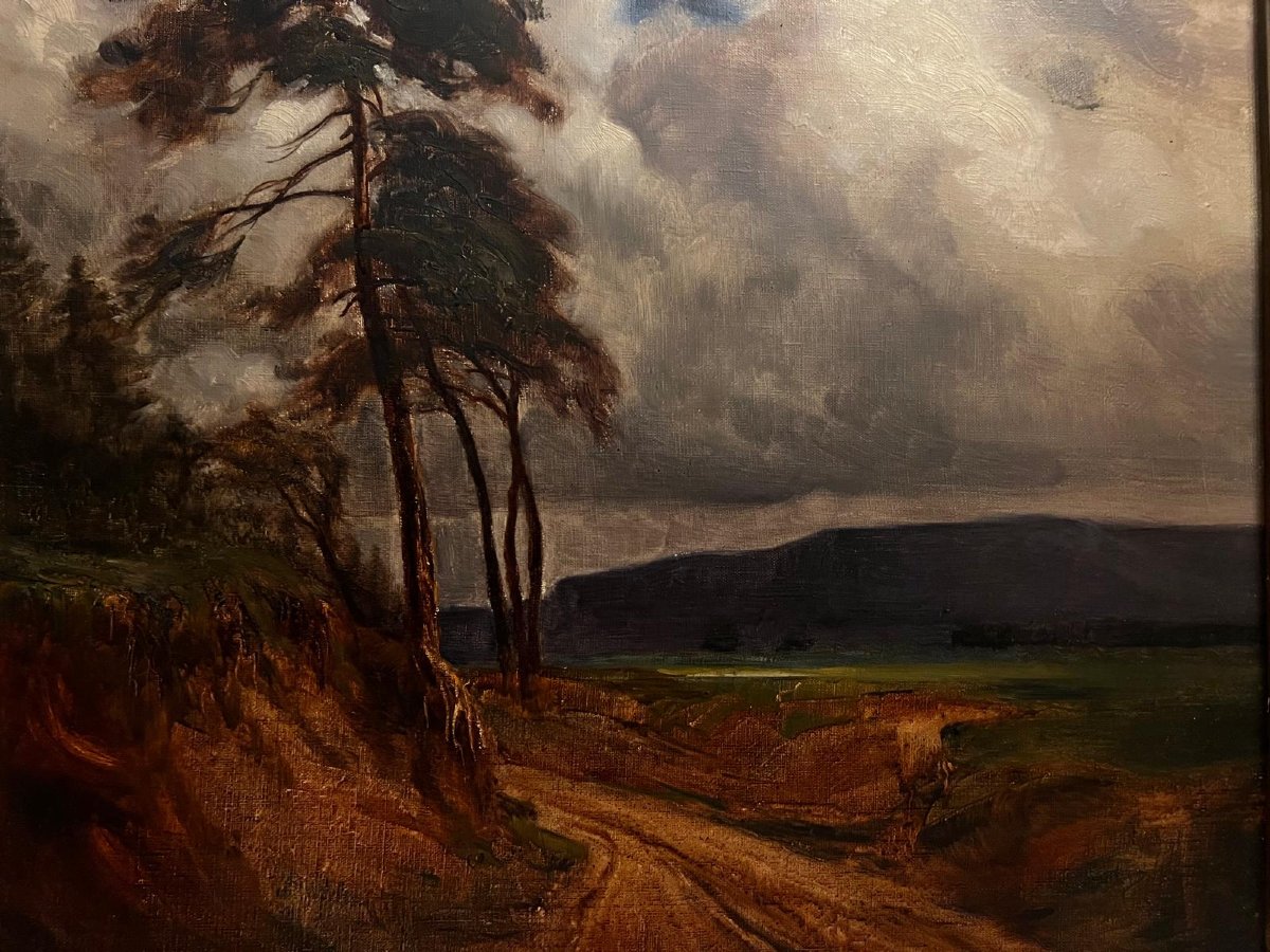 Painting Landscape Country Road Signed, Pierre Charles Becker, 1892-1934.-photo-1