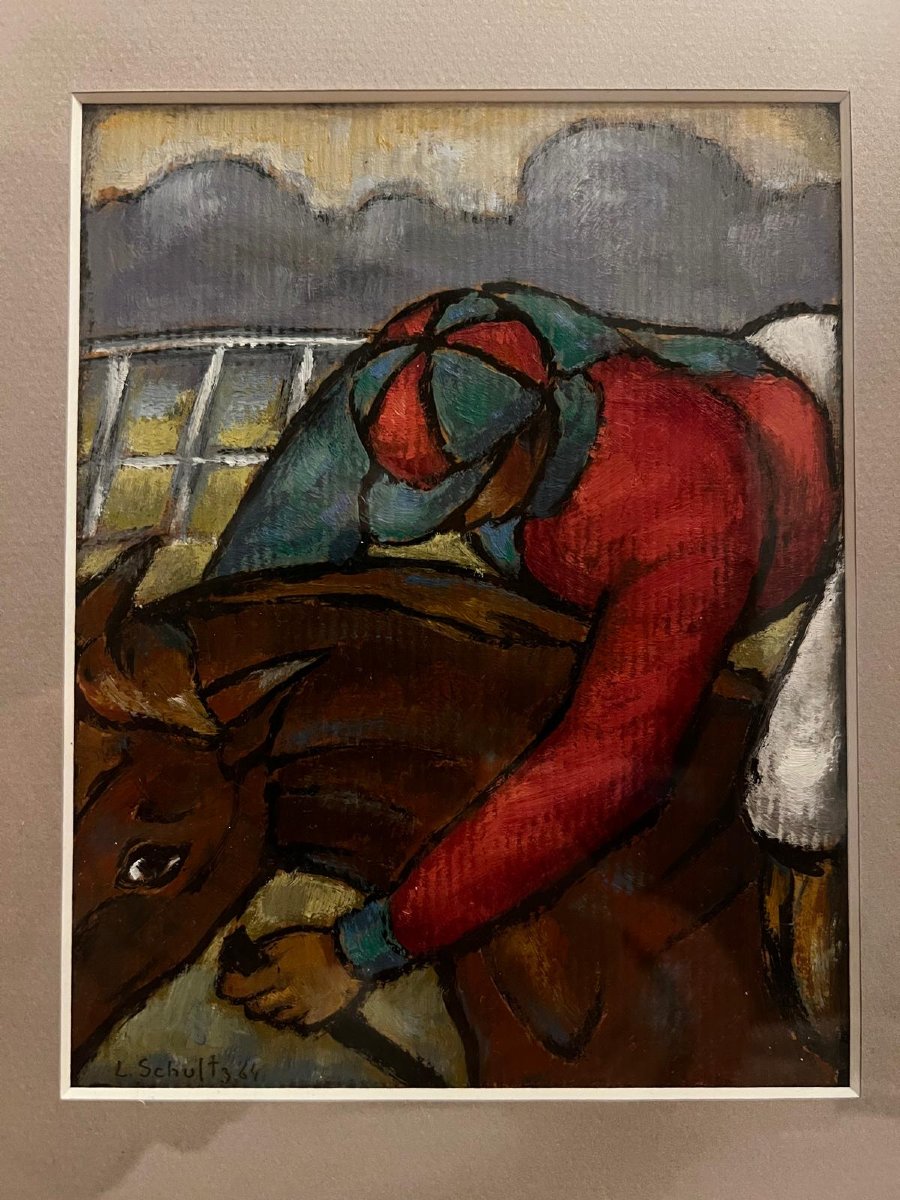 Painting The Jockey Signed, Lev Schultz, 1897-1970, Oil On Paper. -photo-3