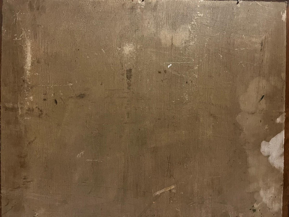 Tableau  Paysage Village avec  des Enfants qui jouent  Signé  Illisible. -photo-6